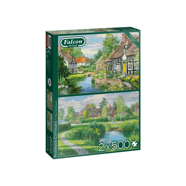 Jumbo Puslespil Falcon - Riverside Cottages (2x500 pcs)