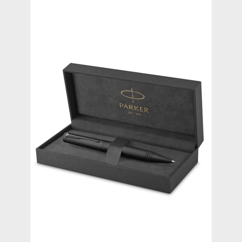 Parker Ingenuity kuglepen | Core Collection | Sort med sort trim | Medium Point med sort blk | Gaveske