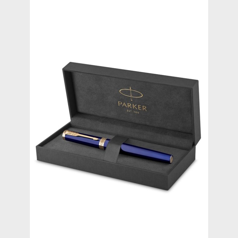 Parker Ingenuity rullekuglepen | Core Collection | Bl med guldkant | Fin punkt med sort blk | Gaveske