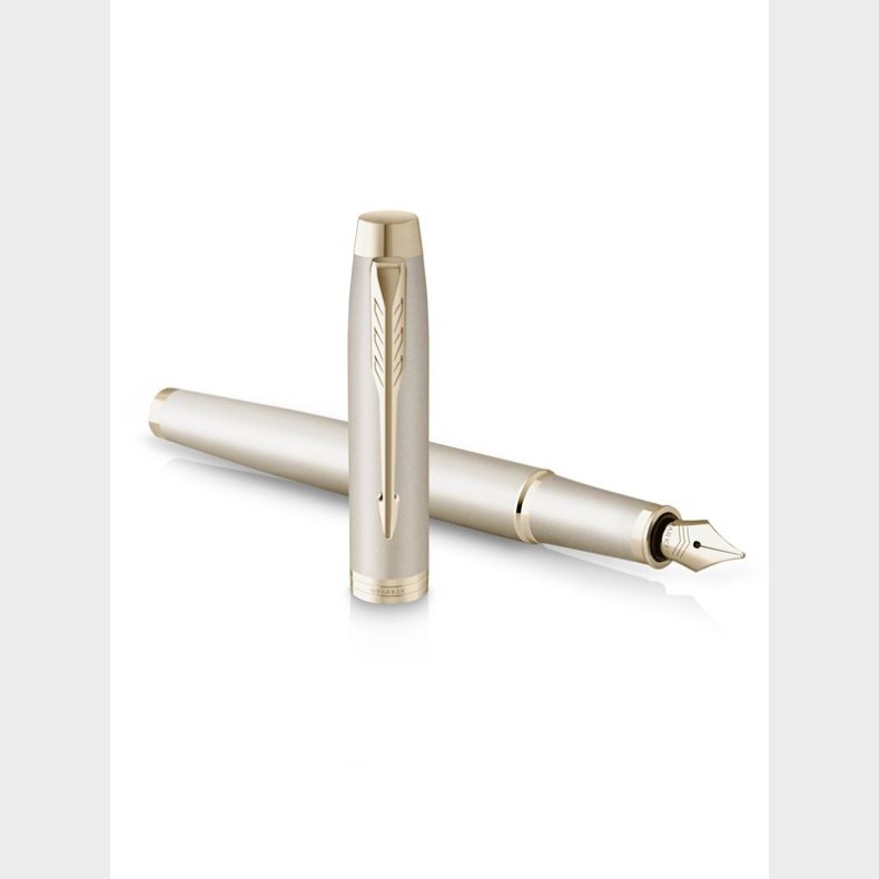 Parker IM Monokrom fyldepen | Champagnefinish og trim | Mellempunkt | Bl blk | Gaveske