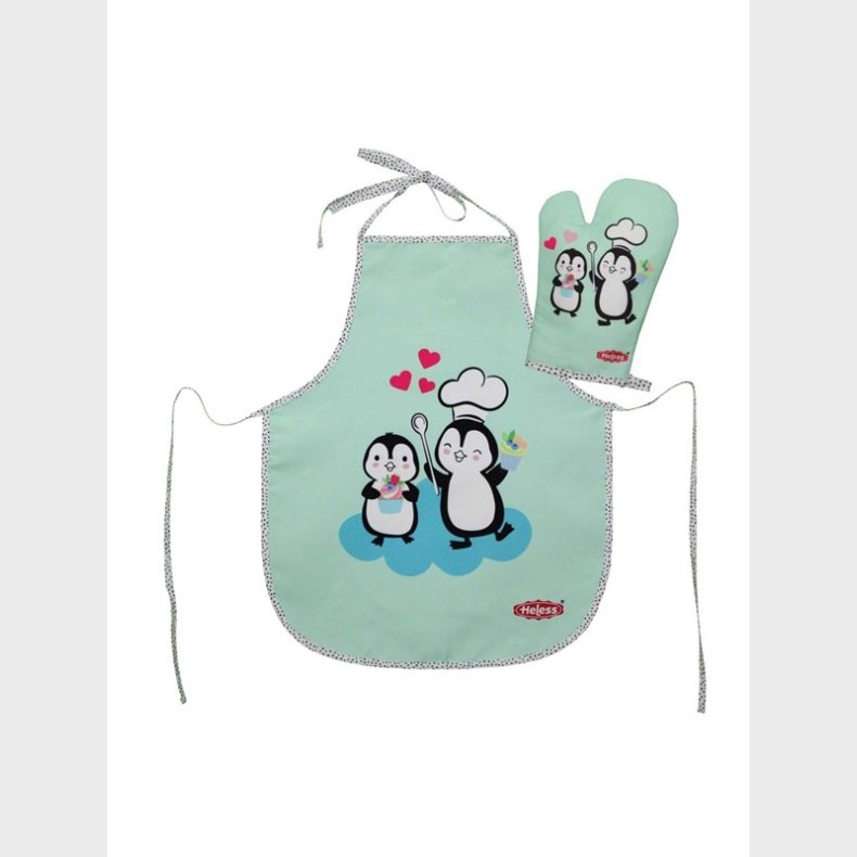 Heless Set of children&apos;s apron and oven glove Penguin