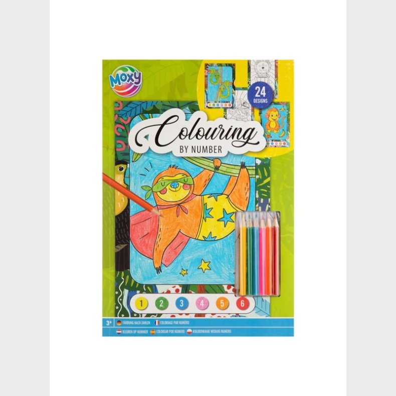 Grafix Color by Number Coloring Book A4 with 6 Colored Pencils 24 Sheets