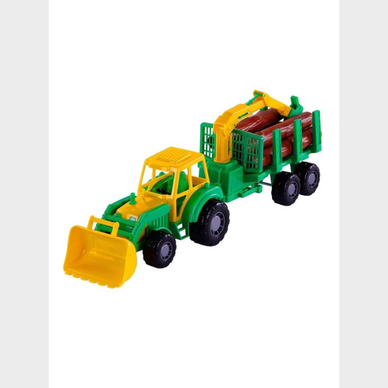 Cavallino Toys Cavallino Junior Tractor with Crane Trailer and Wood 46cm