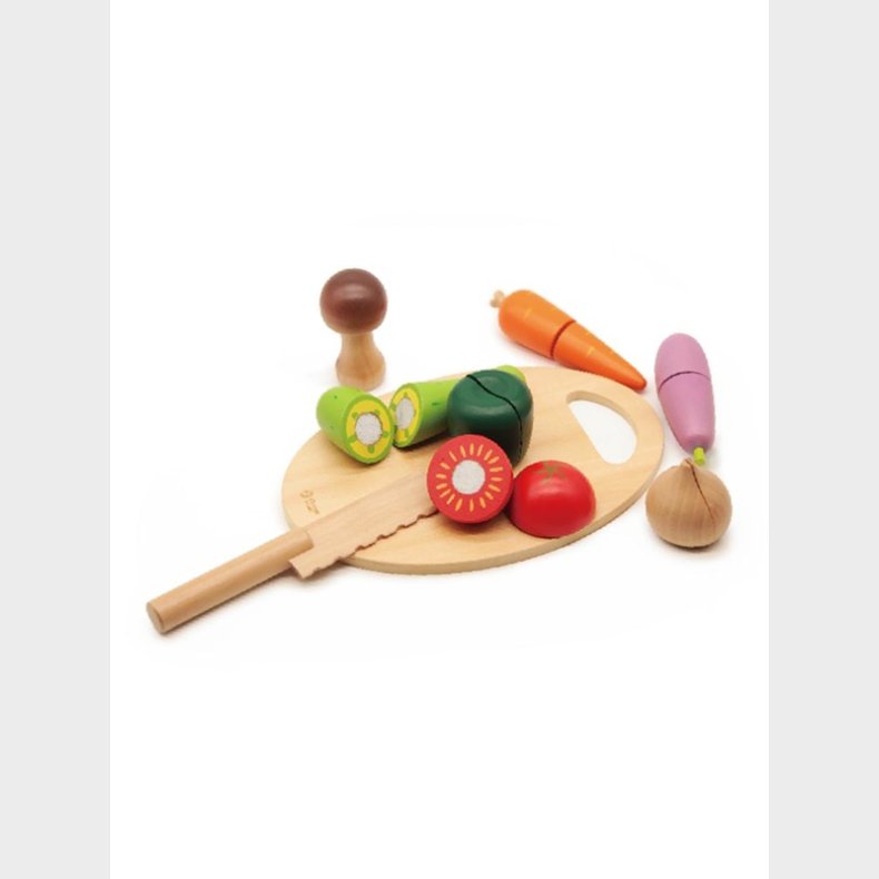 Classic World Wooden Cutting Vegetables with Knife and Cutting Board