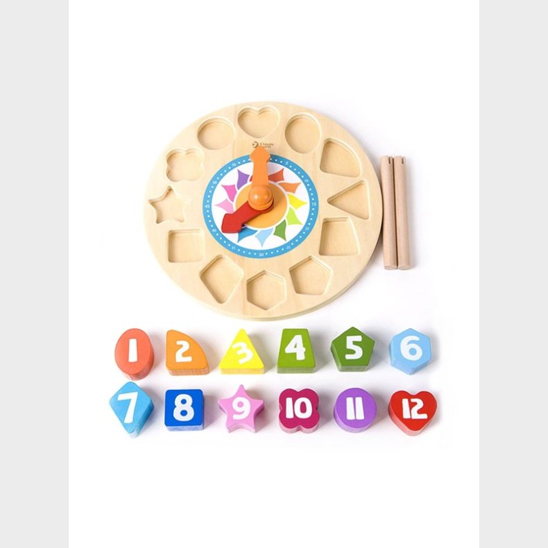 Classic World Wooden Leather Clock with Shapes Tic-Tac 15dlg