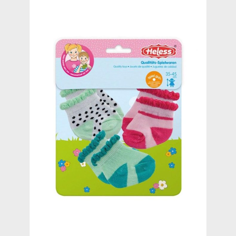 Heless Doll socks Dots Mint and Pink - 3 Pairs 35-45 cm