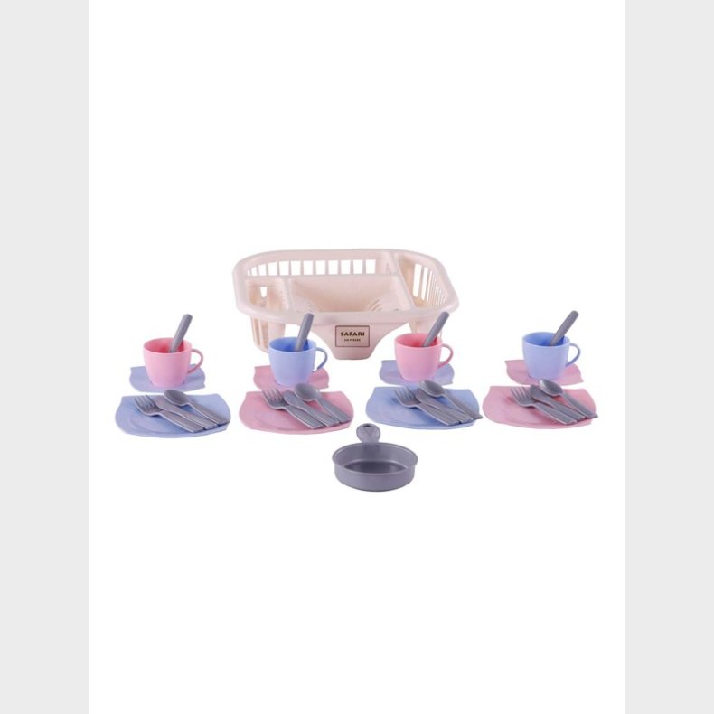 Cavallino Toys Cavallino Crockery with Dishwashing Rack Pink 30pcs.