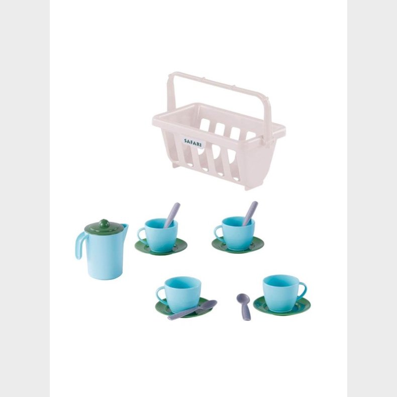 Cavallino Toys Cavallino Crockery in Basket Blue 15 pieces.