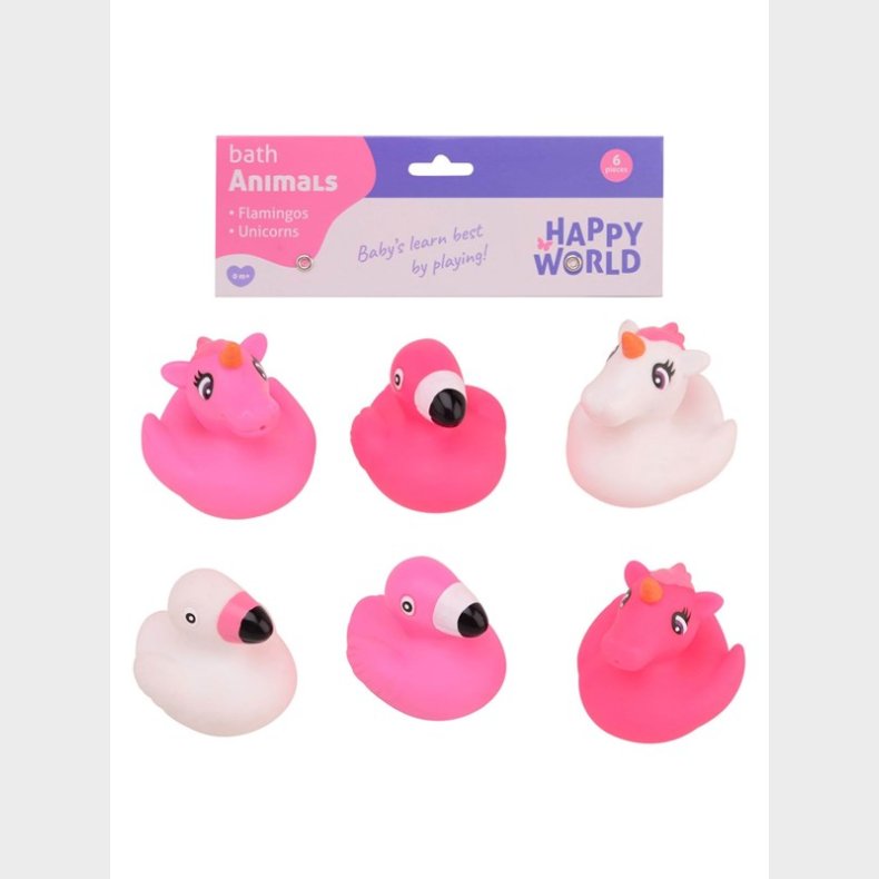 Johntoy Happy World Flamingo &amp; Unicorn Bath Figures 6pcs.