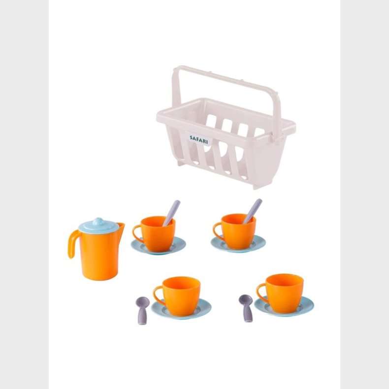 Cavallino Toys Cavallino Crockery in Basket Orange 15 pieces.