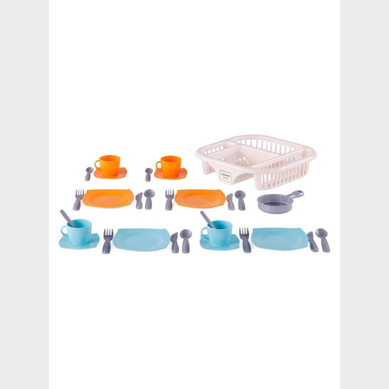 Cavallino Toys Cavallino Crockery with Dish Rack Orange 30pcs.