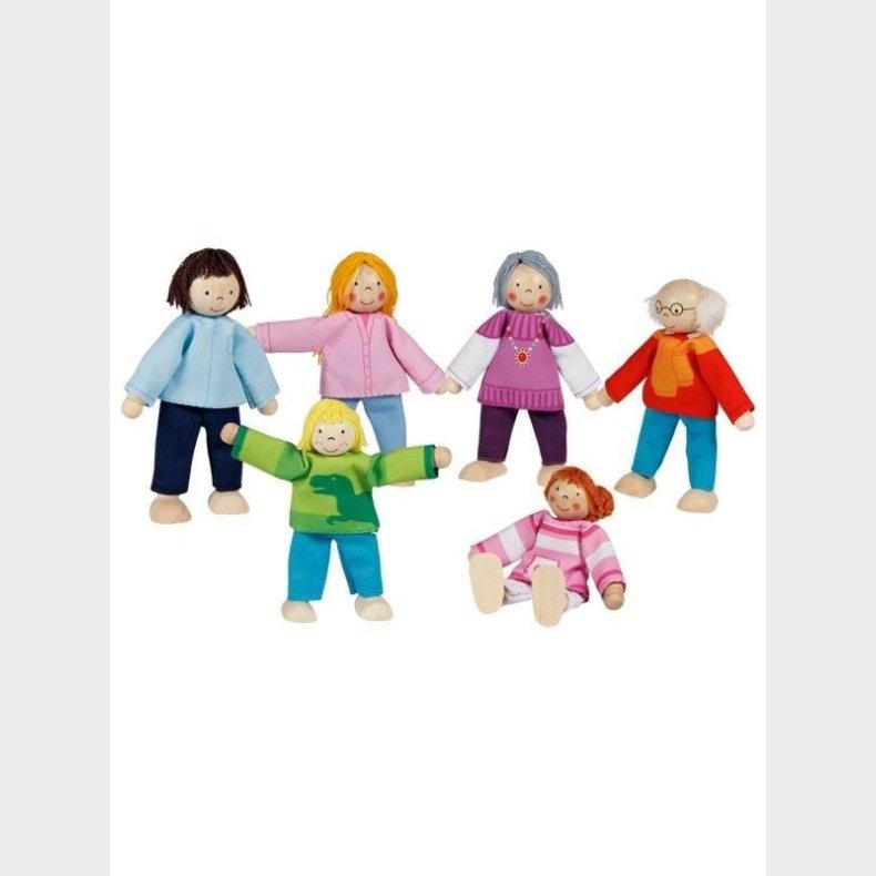 Goki Wooden Dollhouse Dolls Flexible Modern Family 6pcs.