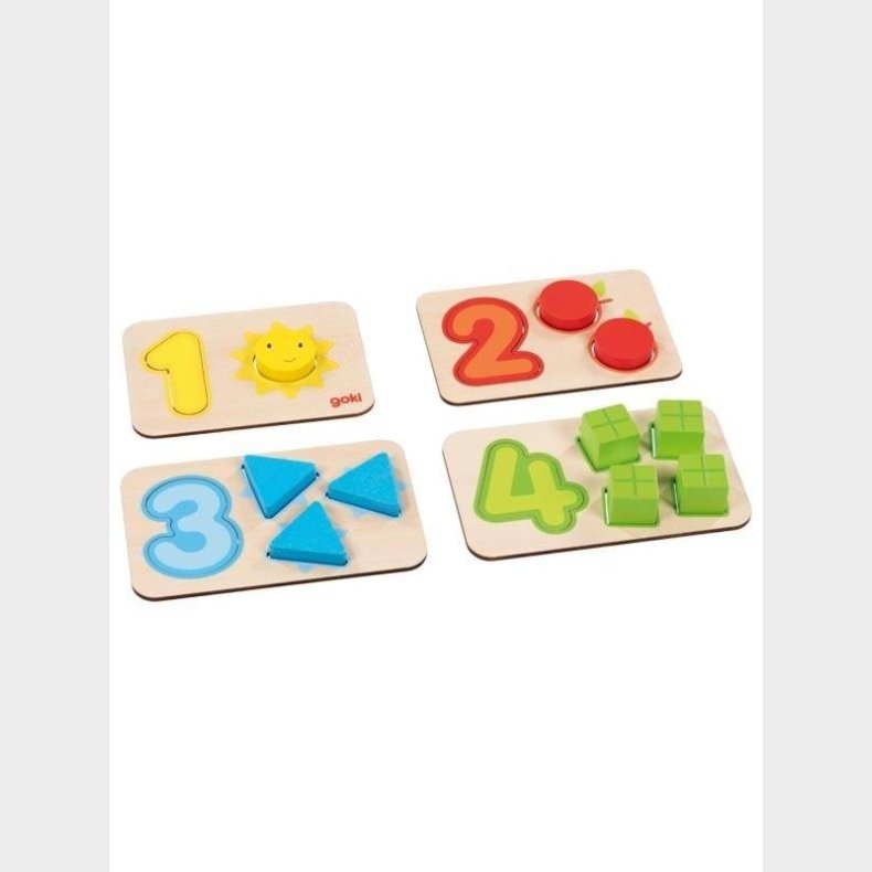 Goki tren Shape Puslespil Numbers and Shapes 18pcs. tr