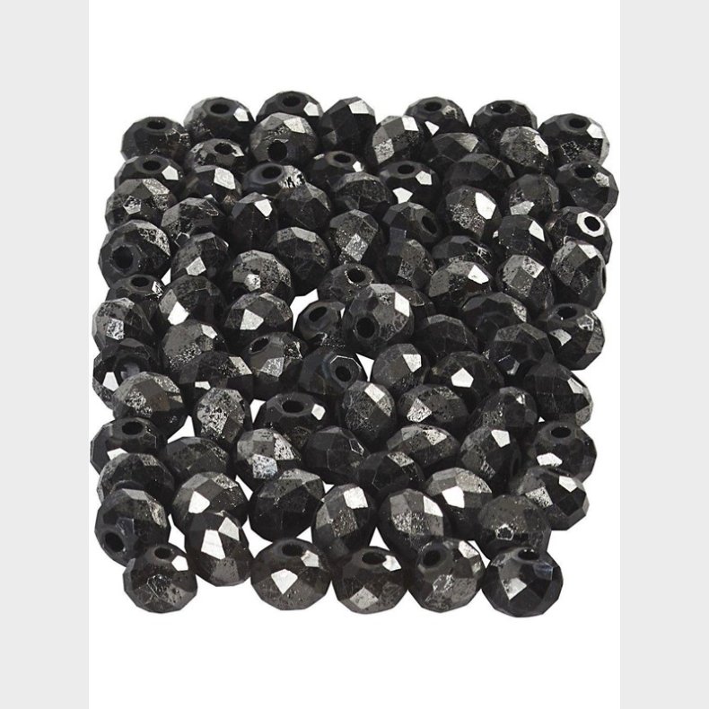 Creativ Company Faceted Beads Metallic Black 100pcs.