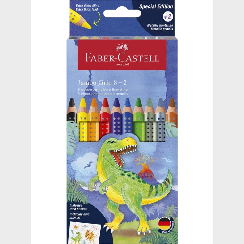 Faber Castell - CP Jumbo Grip dino 8+2 cardboard wallet