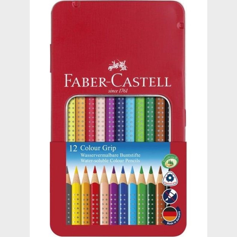 Faber Castell Color GRIP colored pencil tin box with 12 pcs