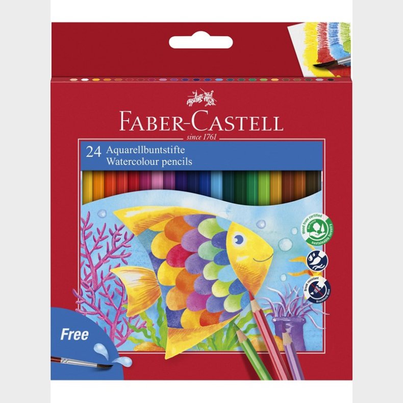 Faber Castell Watercolour pencil + brush box (24 pcs)