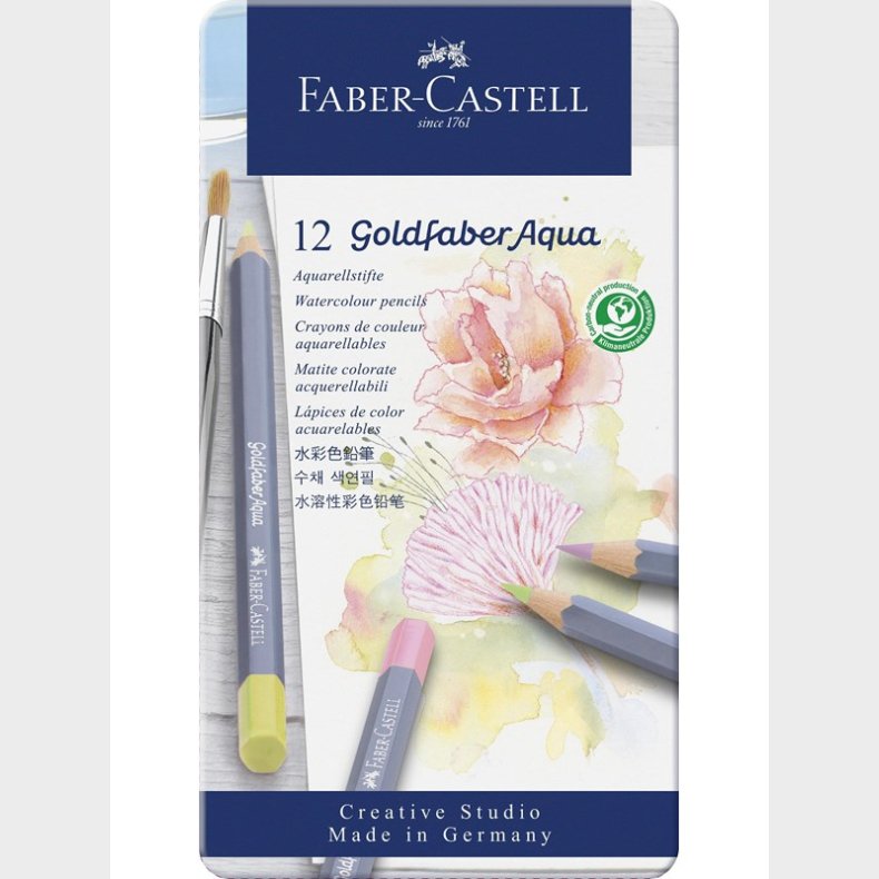 Faber Castell Gofa Aqua metal box of 12 pastel colours