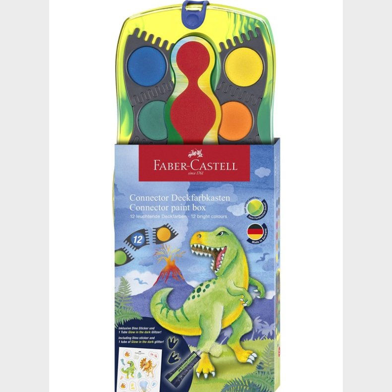 Faber Castell Paint box Connector 12 colours dinosaur