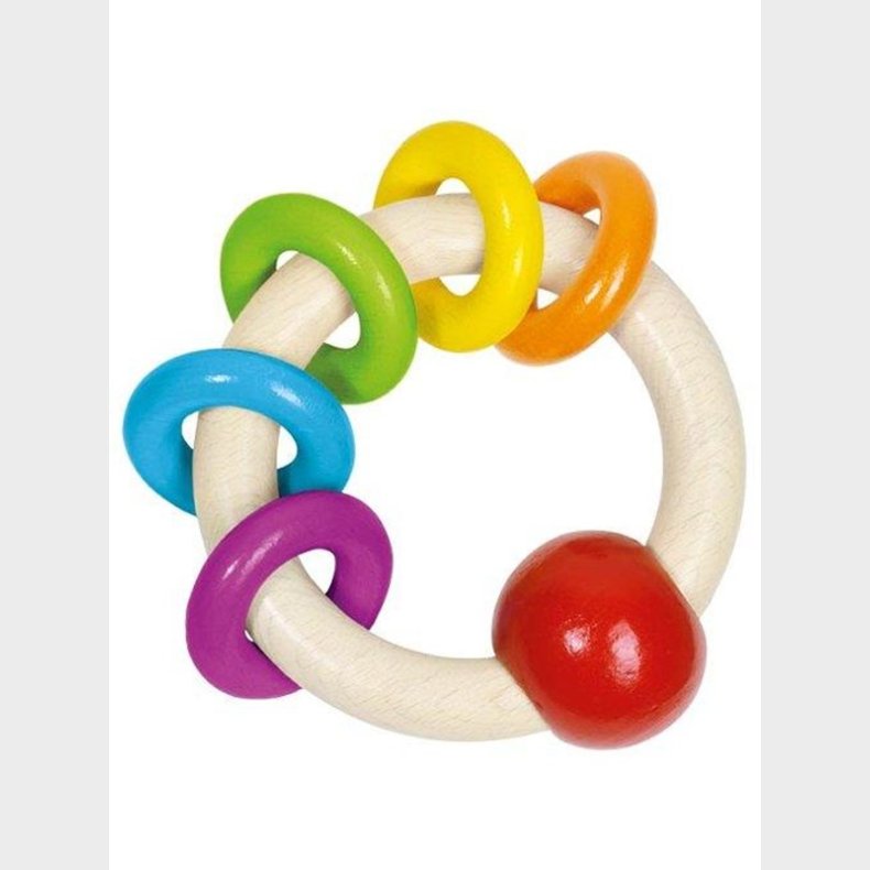 Goki Wooden Gripping Ring with 5 Rainbow Rings