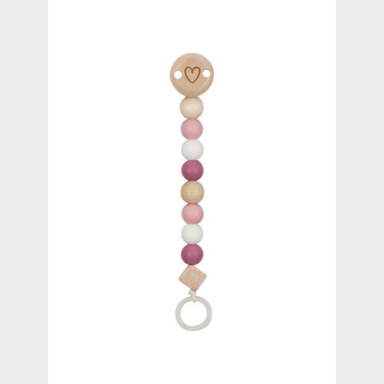 Goki Wooden Pacifier Chain Heart Pink