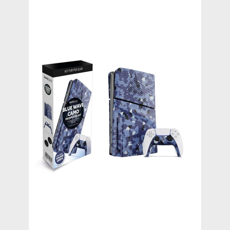 MAXX TECH Slim Faceplates + Controller Faceplates - Blue Wave Camo - Cover - Sony PlayStation 5