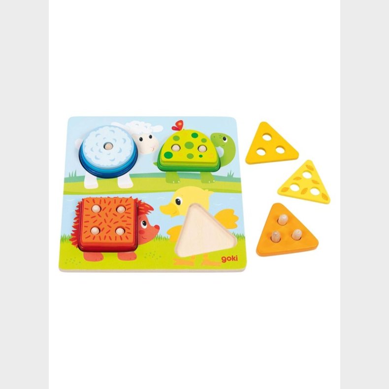 Goki Wooden Colors and Shapes Sorting Board Animal 12 pcs.