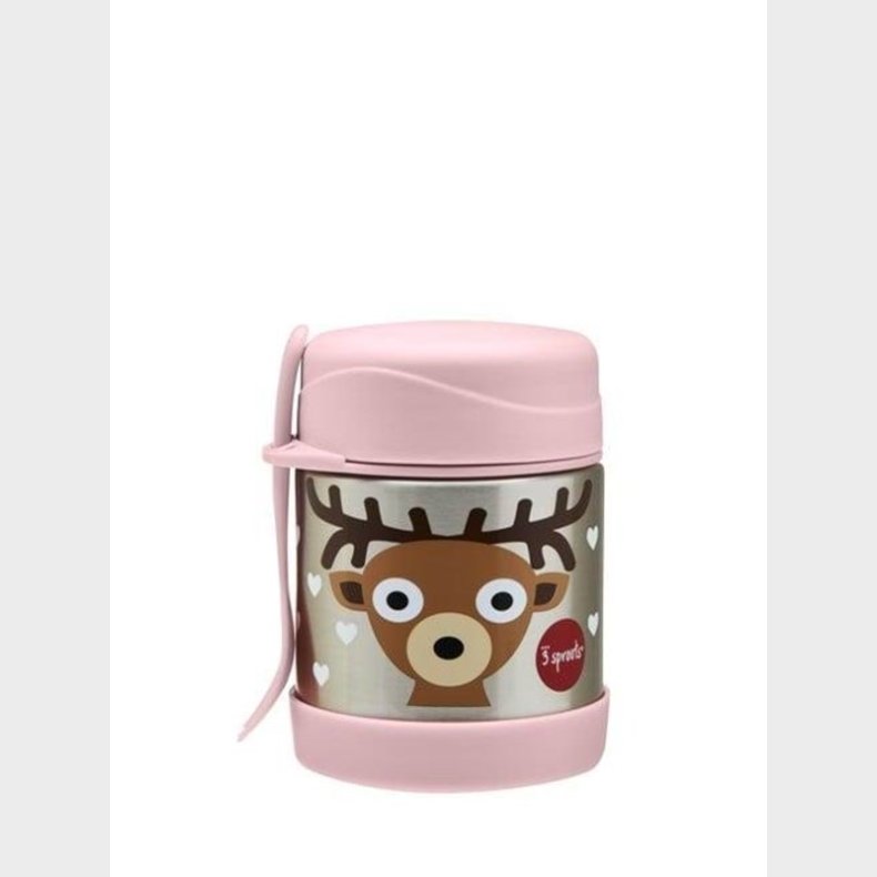 3 Sprouts Stainless Steel Food Jar and Spork - Pink Deer