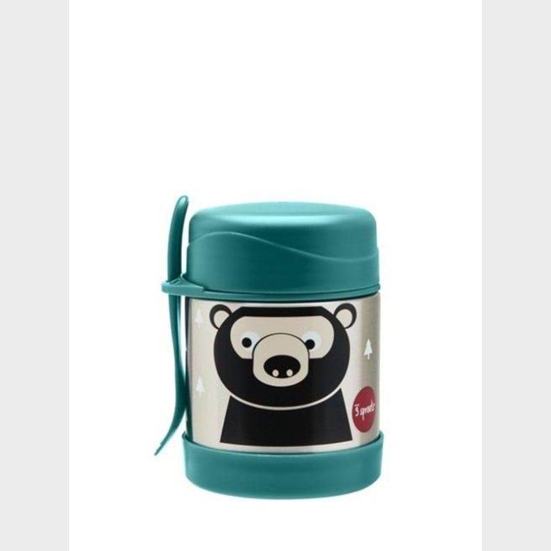 3 Sprouts - Stainless Steel Food Jar and Spork - Teal Bear