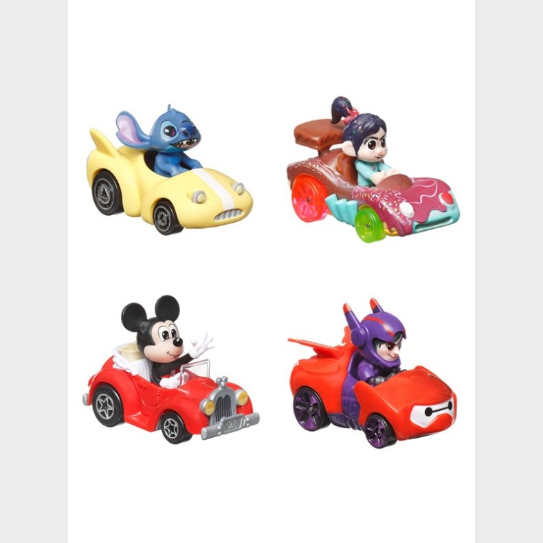 Hot Wheels Racerverse Set Of 4 Cars With Disney Characters As Drivers