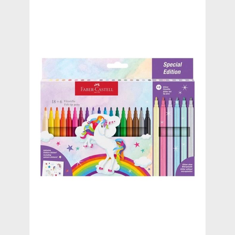 Faber Castell Faber-Castell - Felt-tip pen unicorn 18+6 + stickers (554221)