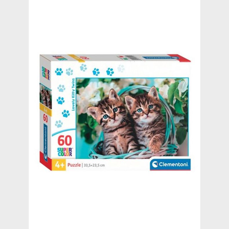 Clementoni Jigsaw Puslespil Super Color Lovely Kitty Twins 60 pcs. gulv