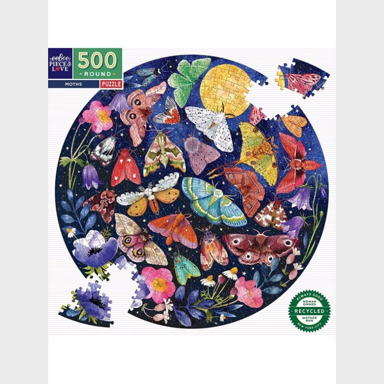 eeBoo Round Puslespil 500 pcs - Moths