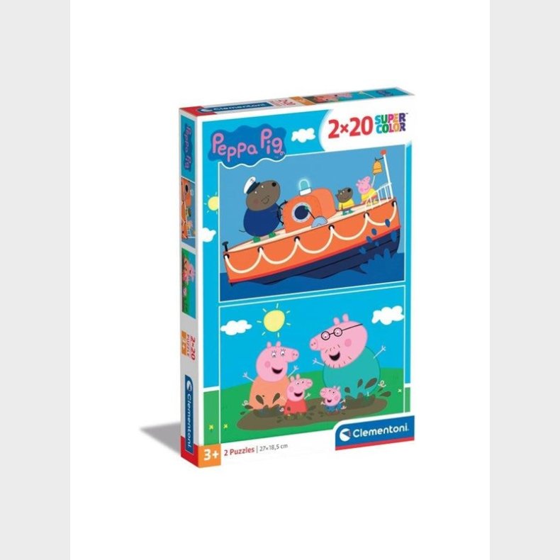 Clementoni Jigsaw Puslespil Super Color Peppa Pig 2x20pcs. gulv