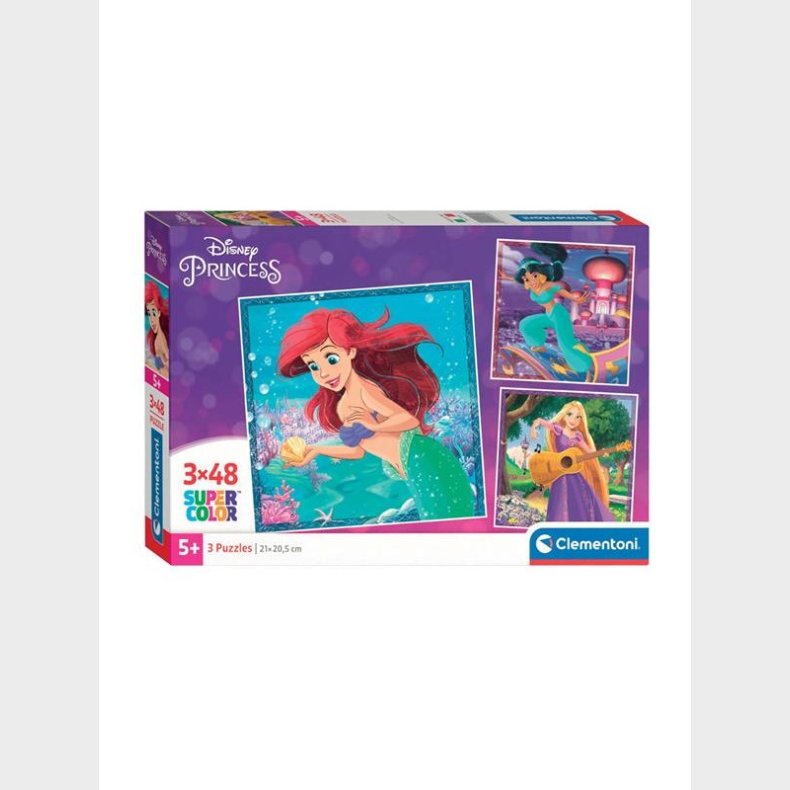 Clementoni Jigsaw Puslespil Super Color Square Disney Princess 3x48pcs. gulv