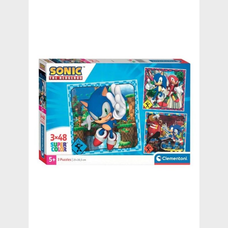 Clementoni Jigsaw Puslespil Super Color Square Sonic 3x48pcs. gulv