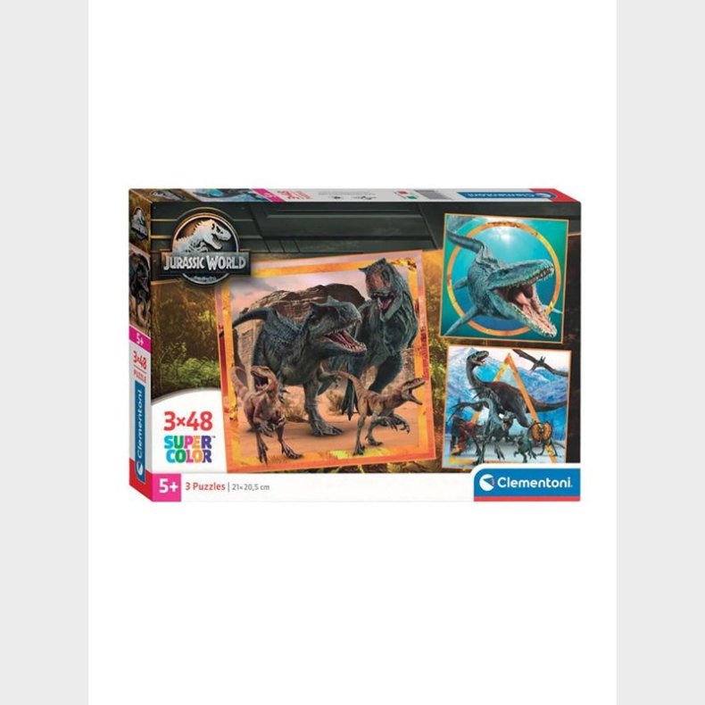 Clementoni Jigsaw Puslespil Super Color Square Jurassic World 3x48pcs. gulv