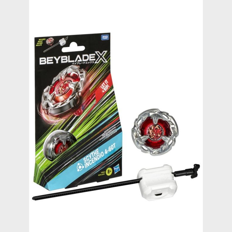 Hasbro Beyblade X Scythe Incendio 4-60T Starter Pack Set with Balance Type Top &amp; Launcher, Ages 8+