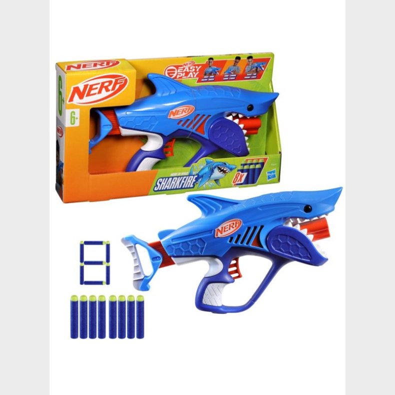 Hasbro Nerf Junior Wild Sharkfire Easy Play Dart Blaster 8 Nerf Elite Darts Ages 6 &amp; Up