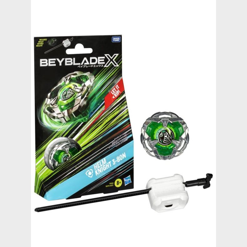 Hasbro Beyblade X Helm Knight 3-80N Starter Pack Set with Defense Type Top &amp; Launcher, Ages 8+