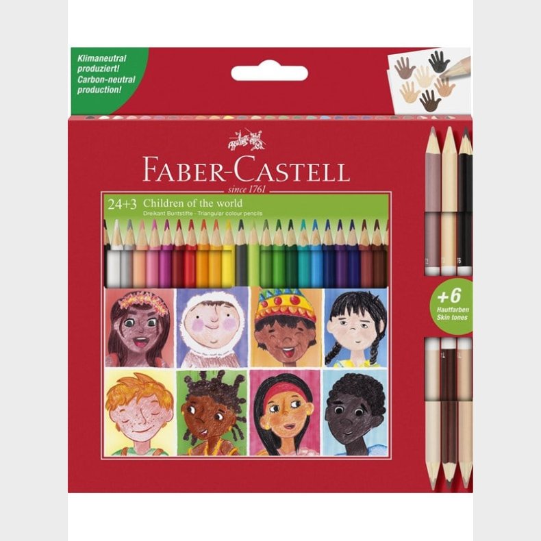 Faber Castell Triangular Colour Pencils 24 pcs + 3 skin colours