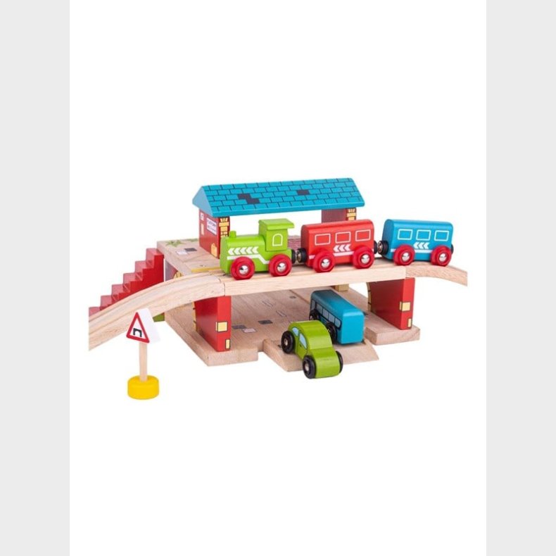 Bigjigs Wooden Rails Above Ground Train Station 5 pcs