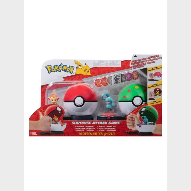 Boti Pok&eacute;mon Surprise Attack Game Playset - Chimchar Poke Ball mod Wynaut Friend Ball