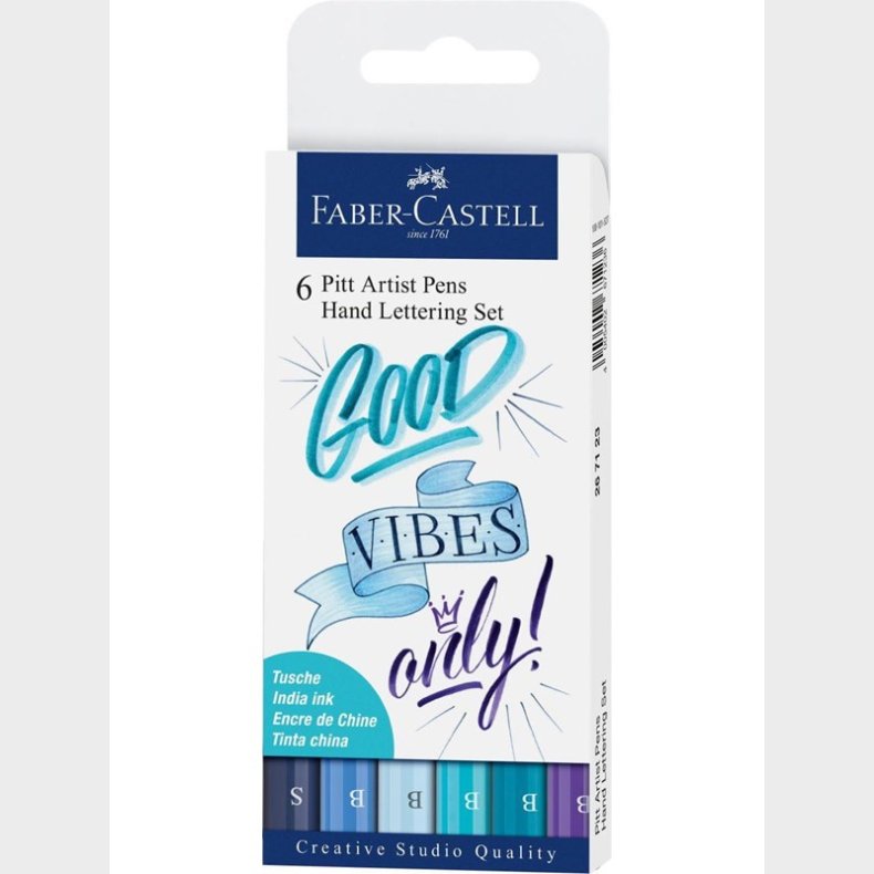 Faber Castell Pitt Artist Pen Hand Lettering Set - Blue (6 pcs)