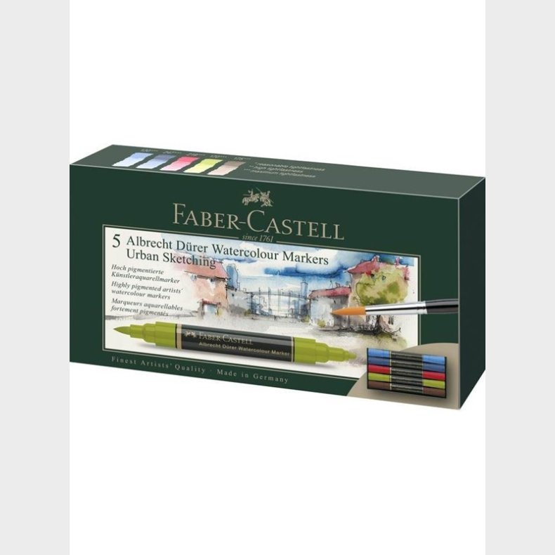 Faber Castell Albrecht D&uuml;rer Watercolour Marker - Urban Sketching (5 pcs)