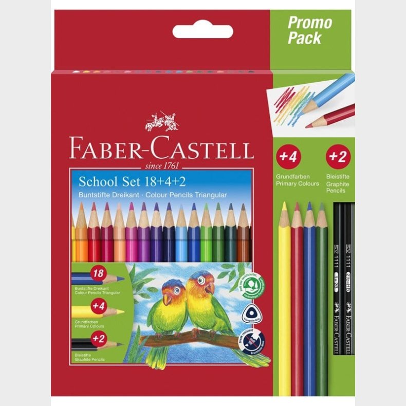 Faber Castell School Set - Triangular Colour Pencils Promo Pack (24 pcs)