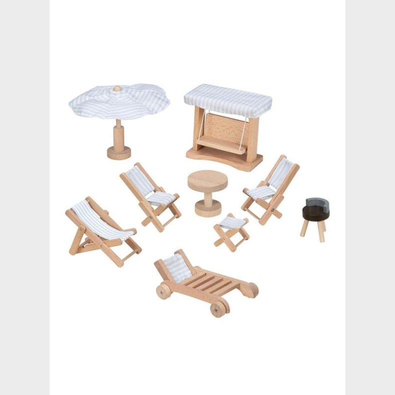 Goki Wooden Doll Furniture Garden Furniture 9 pieces.