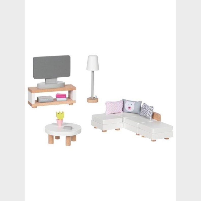 Goki Wooden Doll Furniture Living Room 15 pieces.