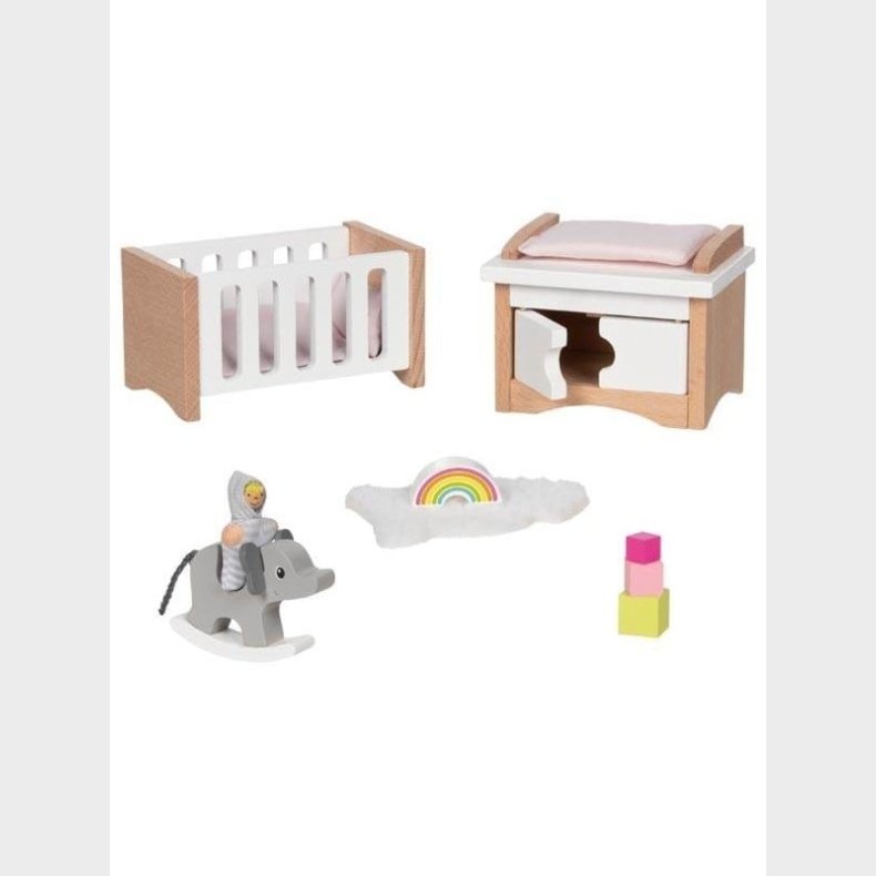 Goki Wooden Doll Furniture Baby Room 12 pieces.