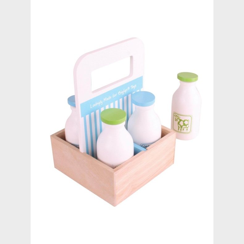 Bigjigs Wooden Box with Milk Bottles 5 pcs.